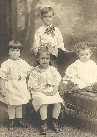 Roger Ammon age 5, with sisters 1917