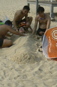 Boys in sand