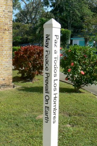  'peace post' at Anglican cathedral in Belize City 