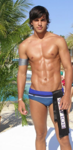 very cute in blu speedo closeup