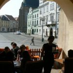 Cafe view of the Old Town square.