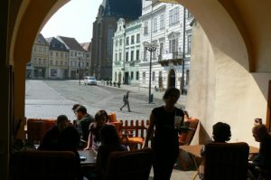 Cafe view of the Old Town square.