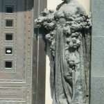 Detail of art deco entry statuary to a bank in