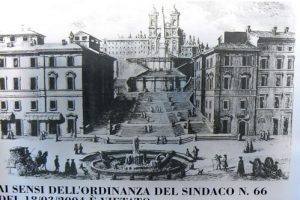 Old print of Spanish Steps, built