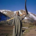 Farmer with wooden plow.