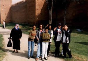 Rabat kids by wall.