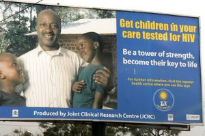 Billboard advising HIV testing. The sign is worded to avoid saying