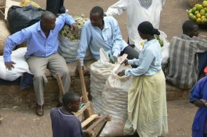 Buyers and sellers at the central market