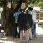 Makerere University campus in Kampala - students checking grades