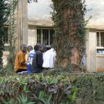 Makerere University campus in Kampala - students waiting for class