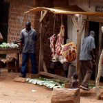 Masindi butcher shop; meat is slaughtered almost daily since