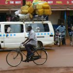 Masindi - a typical taxi van loaded with goods