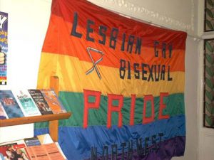 Derry LGBT Rainbow Flag at Foyle Friend (now closed)