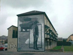 Derry wall mural of 'typical Saturday afternoon riot' during 1970's