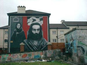 Derry wall mural of Raymond McCartney hunger striker 1981 plus