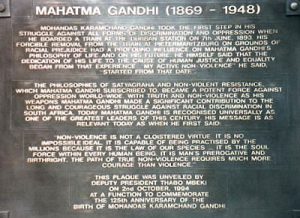 Durban-Gandhi historical plaque