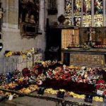 Trinity Church altar with flowers (1964 quadricentenial celebration)