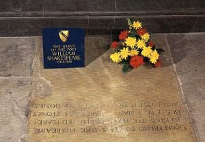 Shakespeare's grave stone in Trinity Church