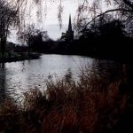 Trinity Church on River Avon in winter