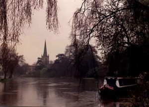 Trinity Church on River Avon in winter 2