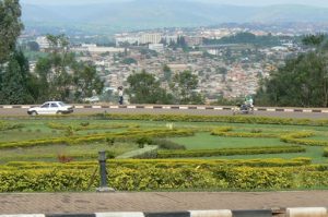 View from city center in Kigali, The city is built