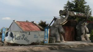 Dramatic entrance to Chez Robert restaurant in Kigali