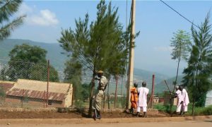 Prisoners (in pink) doing public service in Kigali.