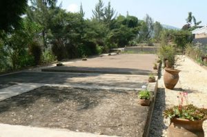 Genocide Memorial in Kigali - cement coverings on mass graves