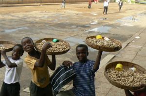 Kids selling peanuts in central