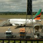 Zambian Ariways jet at Lusaka airport.
