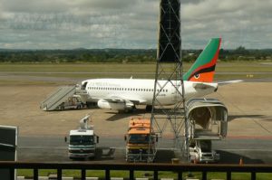 Zambian Ariways jet at Lusaka airport.