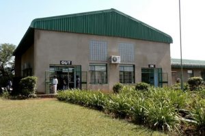 Customs House in Zambia adjacent to the Victoria Falls Bridge. Walkers