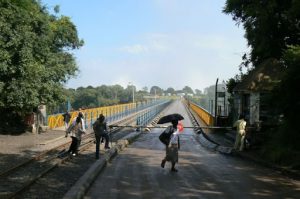 View of the Victoria Falls Bridge from Zambia.