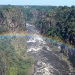 View from the Victoria Falls Bridge down into the Zambezi