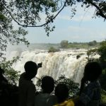 There are two islands on the crest of the falls