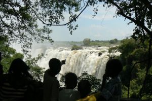 There are two islands on the crest of the falls