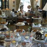 At four PM high tea is served in the elegant