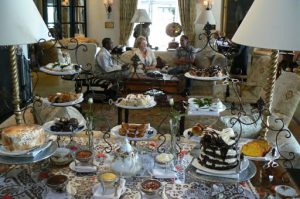 At four PM high tea is served in the elegant