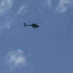 Helicopter giving tourists a bird's eye view of the Falls.