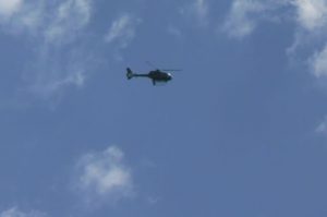 Helicopter giving tourists a bird's eye view of the Falls.