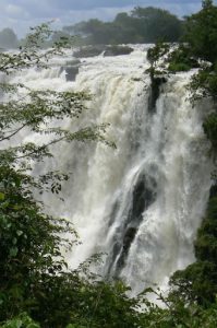 The Zabezi River goes over the edge in a fury