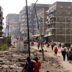 High rise blocks of flats where families live in crowded