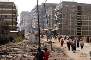 High rise blocks of flats where families live in crowded