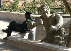 Sculpture and guard at the National