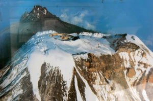 Photo of Kibo summit (foreground - 5,895 meters (19,340 ft)