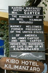 Sign at Kibo Hotel