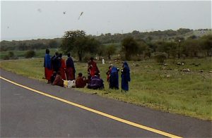 Masai waiting for transportation