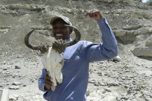 Guide at the site of the Zinjanthropus skull discovery in