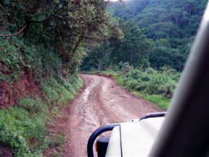 The roads into and out of the crater are very