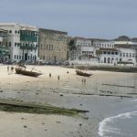 Waterfront street scene on arrival in Stone Town